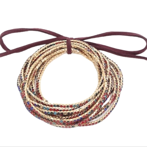 Gold Multicolor Bracelet Stack. - Picture 2 of 3